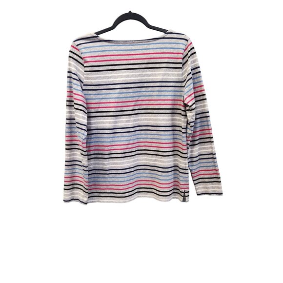 Talbots Women's M Long Sleeve Multicolored Striped Pullover Top - Picture 2 of 8
